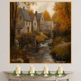 Still Waters, Golden Leaves – Fall Countryside Canvas Art on Ready to Hang 1.5" Thick Canvas Wrap, Floating Framed Canvas, Flat Rolled Canvas